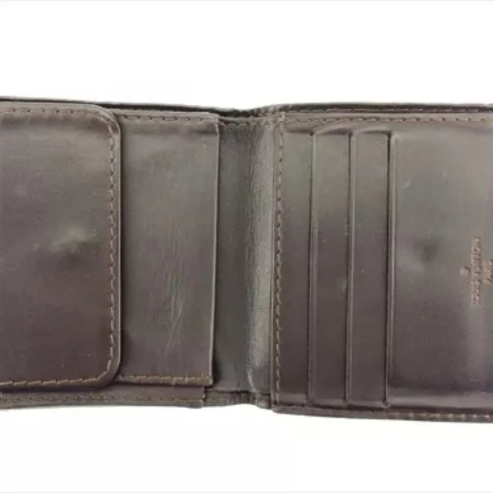 Louis Vuitton Bifold Brown leather Woman unisex Authentic Used